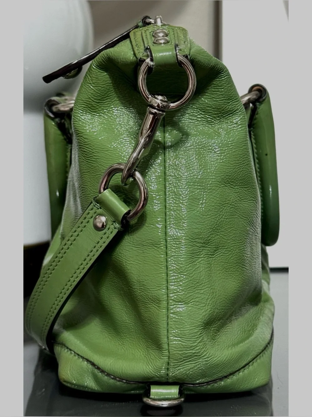 COACH Ashley F15455 GREEN Patent Leather Satchel Purse 2010